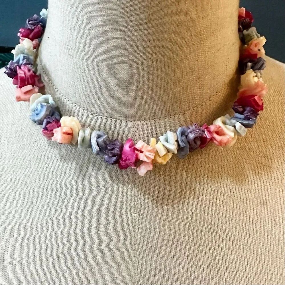 Colorful dyed Shell And Heishi Bead Choker Necklace